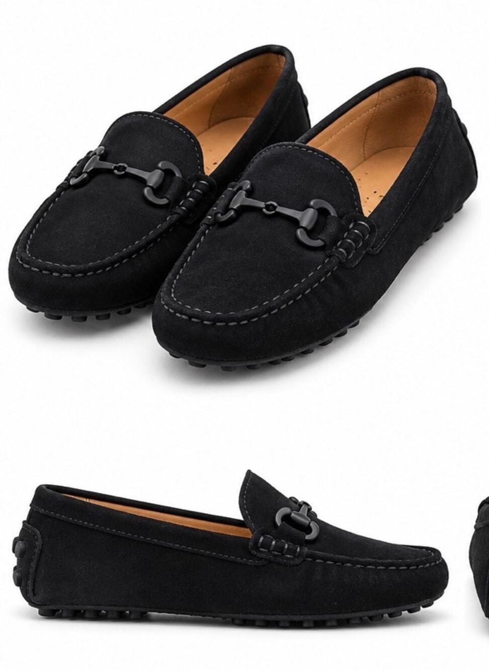Mercanti Fiorentini Driving loafers Moccasin black suede metal horsebit 8.5 new
